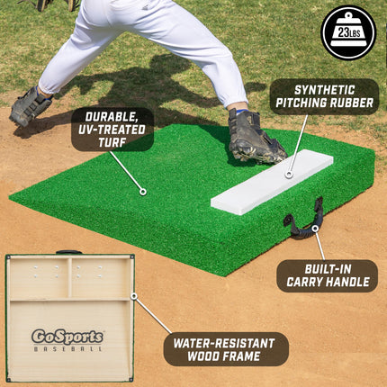 GoSports Portable Pitching Mound for Baseball Pitchers - 30 x 30 x 4 Inch