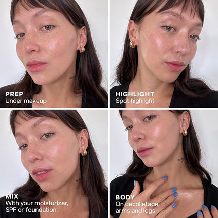 Saie Glowy Super Gel Lightweight Illuminator - Luminizer and Makeup Primer for Glowing Skin - Enriched with Vitamin C + Hydrating Squalane Oil - Starglow (1 oz)