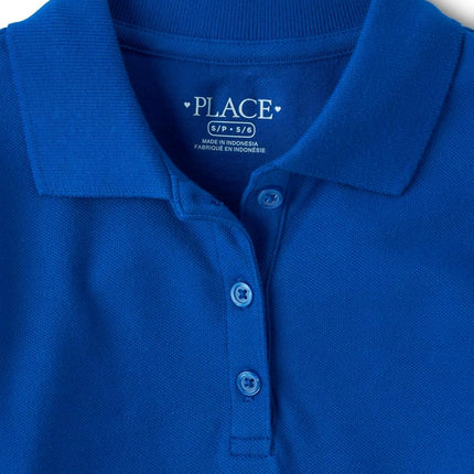 Polo piqué à manches courtes pour filles, The Children's Place, lot de 3, bleu renouvelé, grande taille