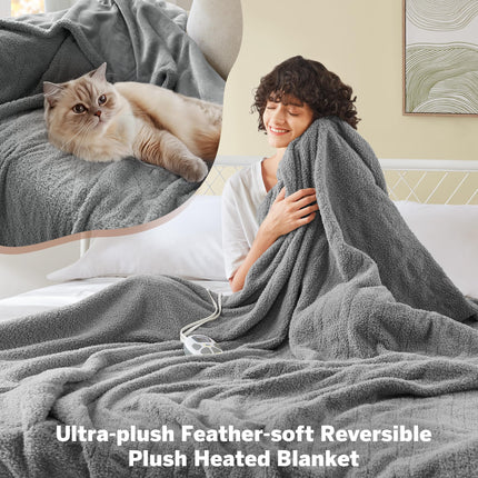Serta Heated Blanket, Electric Full Size Blanket, Soft, Warm, Fuzzy Heating Blanket Full for Office, Couch, 1-12 hr Auto Shut Off Timer, 10 Lv Heat Setting, ETL Certified, Full 77" x 84" Grey