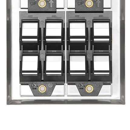 Leviton 43081-2L8 8-Port Angled Stainless Steel QuickPort Dual Gang Wallplate with ID Windows