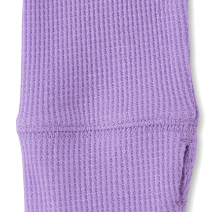 The Children's Place Girls' Basic Long Sleeve Thermal Henley Tops, Purple, XX-Large