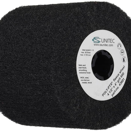 CS Unitec | PTX Fleece Nonwoven Wheel | 600 Grit Metal & Wood Grinder Polisher Tool Wheel Attachment | 4" Diameter x 4-1/8" Wide