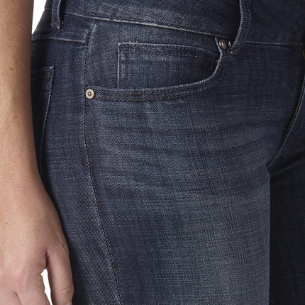 Wrangler Women's Western Mid Rise Stretch Straight Leg Jean, Dark Stone, 19W x 34L