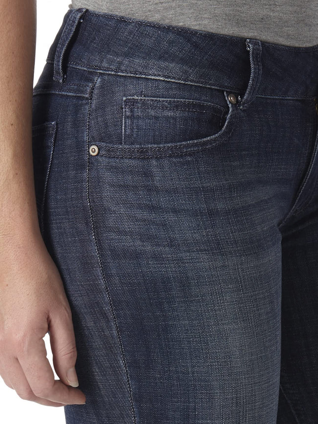 Wrangler Women's Western Mid Rise Stretch Straight Leg Jean, Dark Stone, 19W x 34L