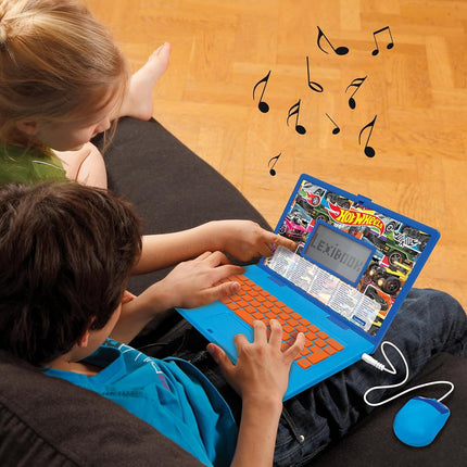 Lexibook Hot Wheels JC598HWi2 Bilingual Educational Toy for Kids with 124 Activities for Learning, Playing Games and Music Blue