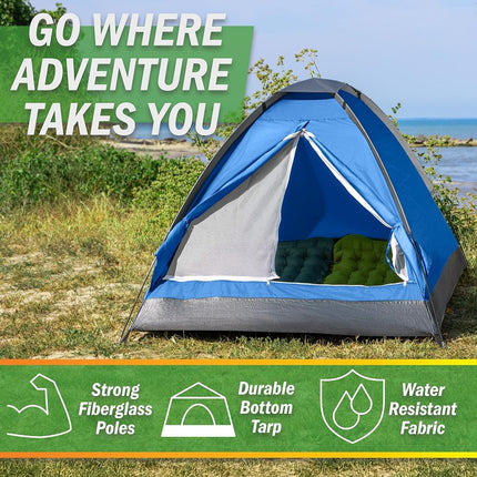 Wakeman 2 Person Tent – Rain Fly & Carrying Bag – Lightweight Dome Tents for Kids or Adults – Camping, Backpacking, and Hiking Gear by Outdoors