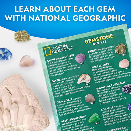 NATIONAL GEOGRAPHIC Gemstone Dig Kit – Dig Up 10 Real Gems & Crystals, Science Kit for Kids, Gem Digging Kit for Kids, Mining Kit, Rock Collection