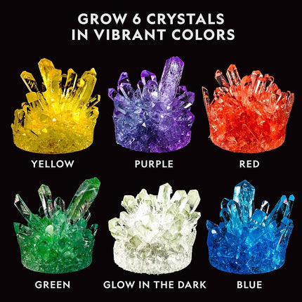 NATIONAL GEOGRAPHIC Mega Crystal Growing Kit for Kids- Grow 6 Crystals with Light-Up Stand, Science Gifts for Kids 8-12, Crystal Making Experiment, Science Kit for Girls and Boys