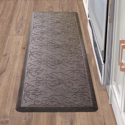Chef Gear - Anti-Fatigue Wellness Kitchen Mat - Marni Design - Cushioned Comfort Chef Mat - Faux Leather - Cooking & Standing Relief -Skid-Resistant - Measures 17.5"x60" - Mocha