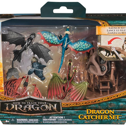 Dreamworks Dragons How to Train Your Dragon, 5-Pack Dragon Catcher Set with Hiccup’s Mangler Net Launcher, Kids Toys for Boys & Girls Ages 4 and up