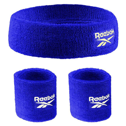 Set de 3 piezas de bandas atléticas unisex – Diadema de entrenamiento de 2.25 pulgadas y muñequeras de 3.25 pulgadas con tecnología Stay Dry, tela de rizo que absorbe la humedad | Accesorios de fitness de calidad para una comodidad activa - Reebok