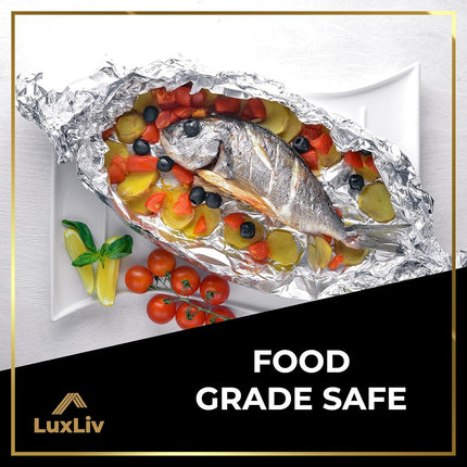 LuxLiv ® 17.7" / 45cm Extra Wide 131 ft / 40m Premium Heavy Duty 20 Micron Thick Kitchen Foil Catering Aluminum Tin Foil Roll Aluminium
