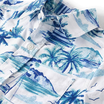 The Children's Place Camisa de manga corta con botones para niños y niños pequeños, Out to Sea White, Mediana