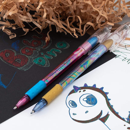 Pentel Krazy POP Beauty Beauty Iridescent Gel Pen, (1.0mm) Bold Line, Yellow & Metallic Green Ink, Box of 12 (K91-DDG)