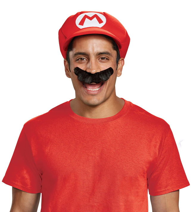 Accessoires de déguisement de plombier rouge chapeau et moustache Nintendo Super Mario pour adultes