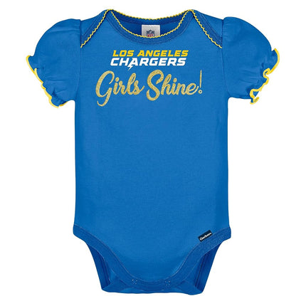 Gerber Baby Girls' NFL 3 Pack Short Sleeve Onesie Bodysuit, Team Color, 18 Months (Pack of 3)