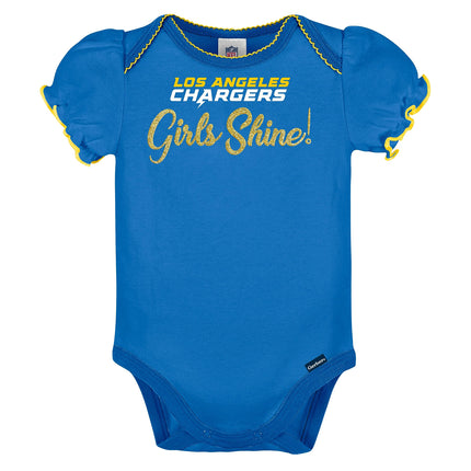 Gerber Baby Girls' NFL 3 Pack Short Sleeve Onesie Bodysuit, Team Color, 18 Months (Pack of 3)