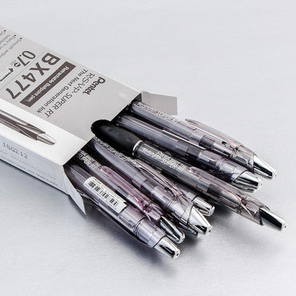 Bolígrafo Pentel RSVP Super RT, línea fina (0,7 mm), tinta negra, caja de 12 (BX477-A)