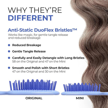 FHI HEAT UNbrush and UNbrush MINI Wet & Dry Vented Detangling Hair Brush, Periwinkle Light Blue