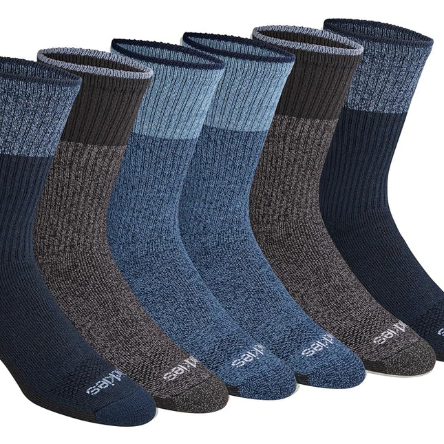 Dickies Men's Dri-Tech Essential Moisture Control Crew Socks, Available in M-XXL (6, 12 Pairs), Blue Marl (6 Pairs), Large