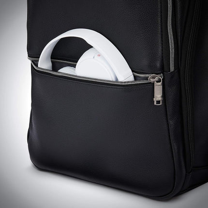 Samsonite Classic Leather Slim Backpack, Black, One Size, Classic Leather Slim Backpack