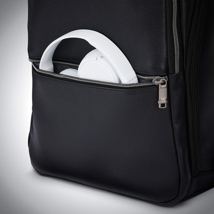 Samsonite Classic Leather Slim Backpack, Negro, Talla única, Mochila delgada de cuero clásico