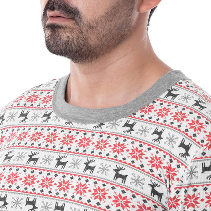 Fruit of the Loom mens Recycled Waffle Thermal Underwear Set (Top and Bottom), Fair Isle White, S