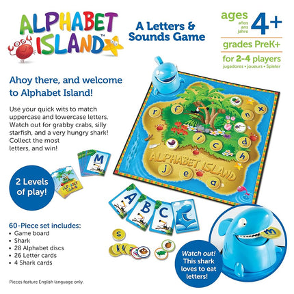 Learning Resources Alphabet Island, Letter & Sounds Game, Language Development Toy, 2-4 Players, Ages 4+