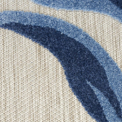 Nourison Aloha Indoor/Outdoor Blue/Grey 6' x 9' Area Rug, Easy Cleaning, Non Shedding, Bed Room, Living Room, Dining Room, Kitchen (6x9)