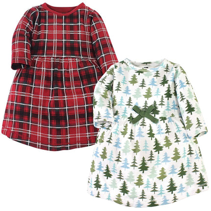 Hudson Baby Baby Girls' Cotton Dresses, Evergreen Trees, 9-12 Months