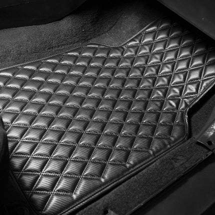 FH Group Universal Fit all season protection Heavy Duty Faux Leather Carbon Fiber Automotive Floor Mats fits most Cars, SUVs, and Trucks (High Tech 3-D Anti-Skid/Slip Backing) Black