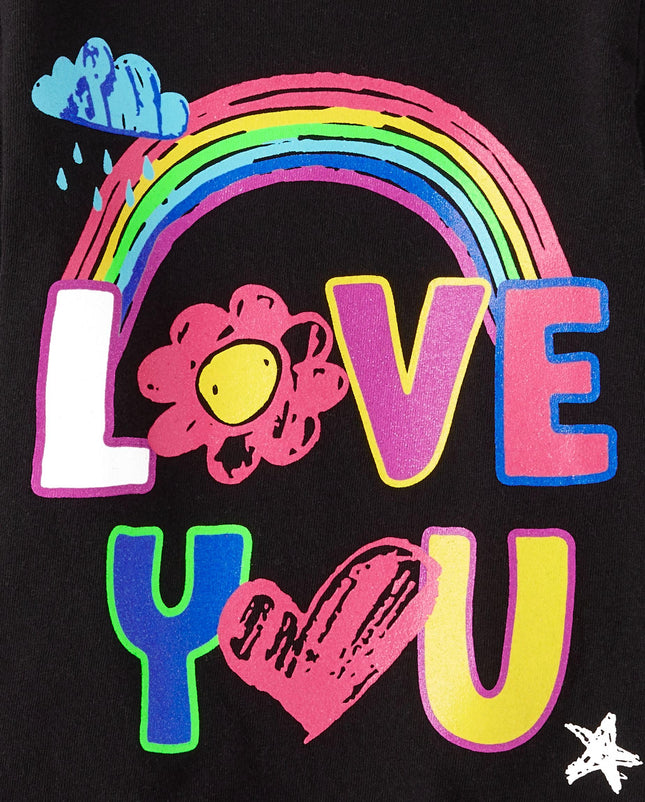 The Children's Place Baby Toddler Girl Short Sleeve Graphic T-Shirt 3-Pack, Be Kind/Love You, 12-18 Months