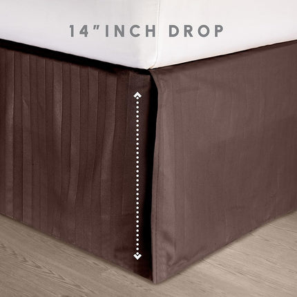 Elegant Comfort Silky Soft 8-Piece Dobby Stripe Bed-in-a-Bag Comforter Set, Includes 4pc Smart Sheet Set, Bed Skirt, Comforter, Matching Pillowcases and Shams - Twin/Twin XL, Chocolate Brown