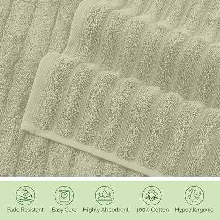 Elegant Comfort Luxury 100% Turkish Cotton Corduroy Ribbed 4 Pack Hand Towel Set 16 x 28 Inch - Absorbent, Super Soft, Quick Dry, Premium Towels for Bathroom, Gym, Spa and Hotel Use, Mint Green