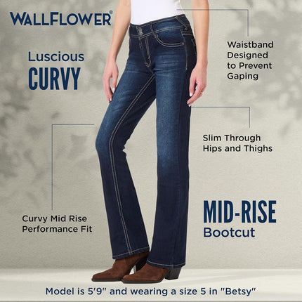 WallFlower Women's Instastretch Luscious Curvy Bootcut Jeans, Betsy Pure, XXX-Small