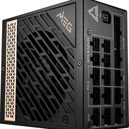 MSI MEG Ai1300P PCIE5 Power Supply Unit, UK Plug - 1300W, 80 Plus Platinum, Fully Modular ATX 3.0, PCIe 5.0 GPU Support, Japanese Capacitors, Gaming Intelligence, Sleeved Cables - 10 Year Warranty