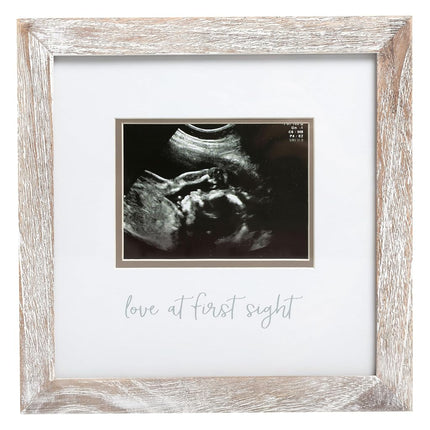 Pearhead Rustic Sonogram Photo Frame, Love at First Sight Baby Keepsake Picture Frame, Gender-Neutral Nursery Décor, Ultrasound Photo
