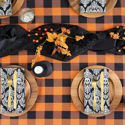 DII Buffalo Check Collection, Classic Farmhouse Tablecloth, Tablecloth, 60x84, Orange & Black