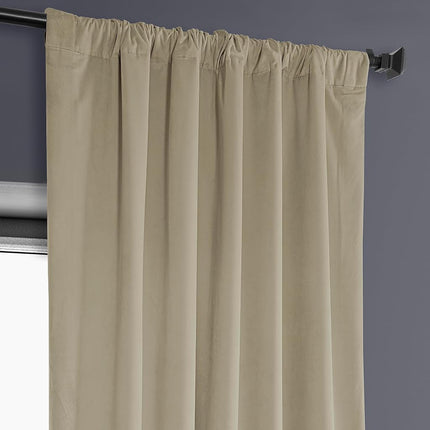 HPD Half Price Drapes Heritage Plush Velvet Curtains 108 Inches Long Room Darkening Curtains for Bedroom & Living Room 50W x 108L, (1 Panel), Light Beige