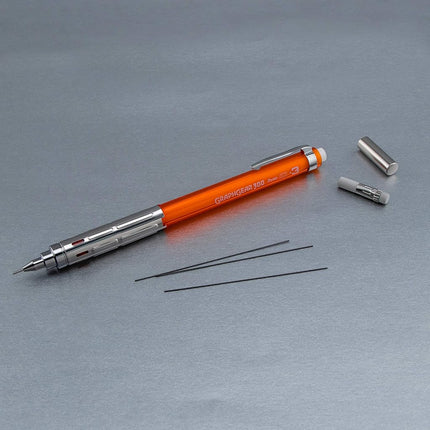 Pentel Arts GraphGear 300 Mechanical Pencil, (0.3mm) Extra-fine line, Orange Barrel, w/small block eraser + 1 lead tube