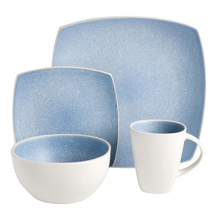 Gibson Elite Soho Lounge Reactive Glaze Stoneware Dinnerware Set, Service for 4 (16pc), Aqua Blue