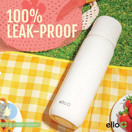 Ello Therma 32oz Insulated Stainless Steel Thermos for Hot & Cold Beverages with Leak Proof Lid & Built-in Cup, Triple Wall Insulation, Hot 24 Hrs, Perfect for Coffee,Tea, Dishwasher Safe, Green