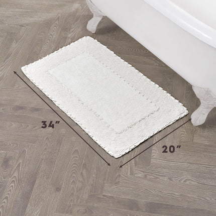 Laura Ashley Ruffle Cotton 20" x 34" Bath Rug, White