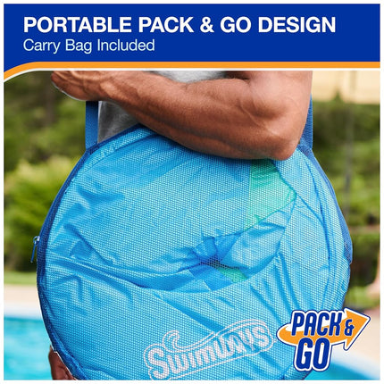 Tumbona de piscina reclinable prémium SwimWays Spring Float con dosel ajustable y válvula Hyper-Flate, azul