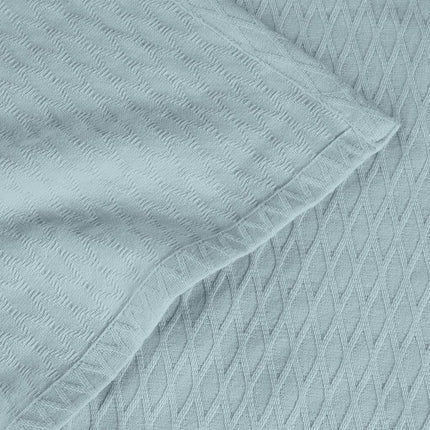 Superior Diamond Weave Blanket, 100% Cotton Cover for Home, Couch, Bed, Soft, Warm Blankets, Boho Aesthetic, Comfy, Cozy, and Cute Covers, Decorative Bedding Essentials, Throw, Aqua