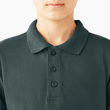 Dickies Boys' Short Sleeve Pique Polo, Hunter Green, XX-Small 4