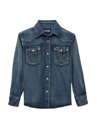 Wrangler Big Boys' Western Solid Snap Shirt, Antiq