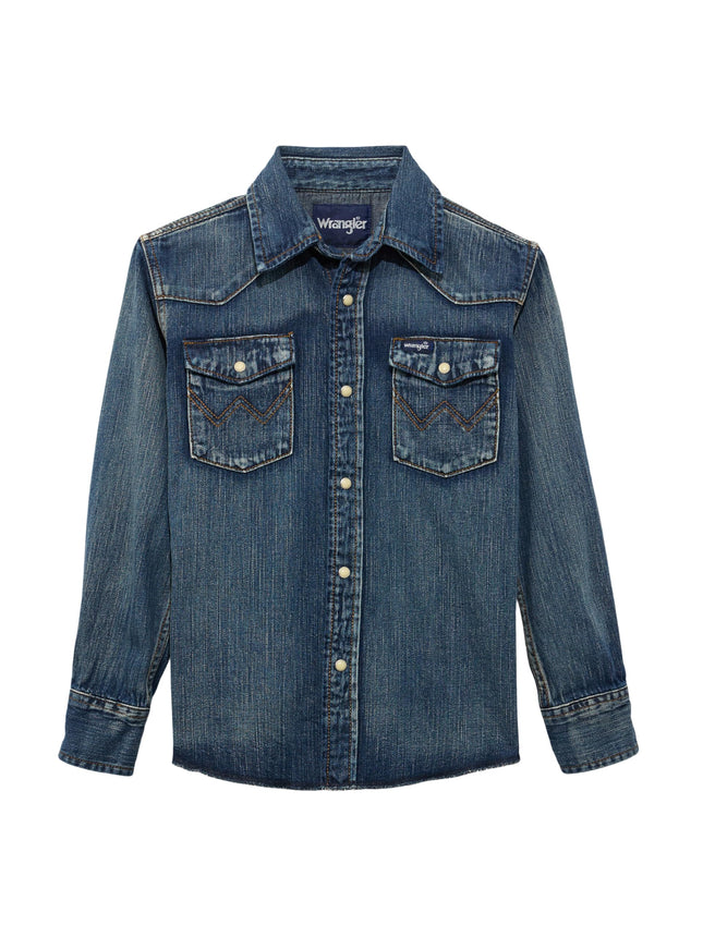 Wrangler Big Boys' Western Solid Snap Shirt, Antiq