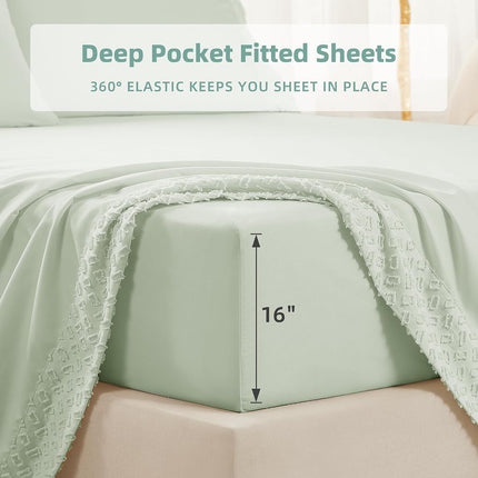 KKN Queen Sheets Set-6 Piece Bedding Sheets & Pillowcases-Luxury Hotel Bed Set for Women & Men - Deep Pockets-Soft&Cooling Sheet -Brushed Microfiber Easy Care& Wrinkle Free Sheets